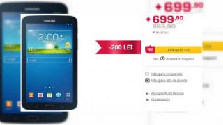 Tableta Samsung Galaxy Tab 3 7.0 beneficiază de o reducere de 200 lei la Altex