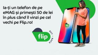 Achiziția unui telefon nou de la eMAG îți aduce 50 de lei în plus când îl vinzi pe cel vechi pe Flip.ro!