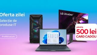 OFERTA ZILEI este live pe eMAG și îți aduce până la 500 de lei card cadou la selecția de produse IT (laptop-uri, monitoare, periferice)