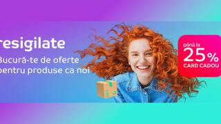 eMAG oferă azi până la 25% card cadou la achiziția produselor resigilate din ofertă: televizoare, laptopuri, componente, dar și accesorii home & deco