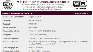 HTC Flounder (Nexus 9) primește certificare pentru conectivitate WiFi