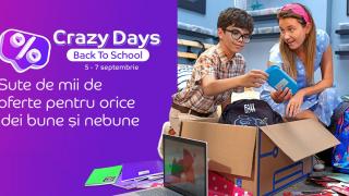 Crazy Days în ediția Back to School e acum la eMAG (5-7 septembrie): Laptopuri reduse cu sute de lei, ghiozdane și rechizite școlare, gadget-uri utile și accesibile