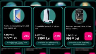 Noi produse dezvăluite de eMAG pentru Black Friday 2023: PlayStation 5 la 1999 lei, Galaxy A34 5G la 999 lei, espressor de cafea automat
