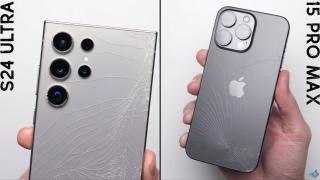 Samsung Galaxy S24 Ultra e clar sub iPhone 15 Pro Max la testul scăpării pe beton (Video)
