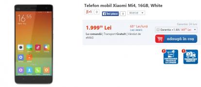 Xiaomi Mi4 disponibil prin intermediul eMAG și Quickmobile