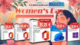 Ziua Femeii este sărbătorită pe site-ul GoDeal24 cu reduceri speciale pentru licențe Microsoft; Îți iei Office 2021 Pro la doar 25.25 euro