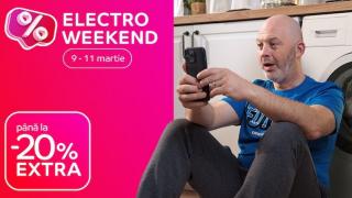 Electro Weekend by eMAG în perioada 9-11 martie, cu extra reduceri de până la 20% la telefoane și tablete, televizoare, smartwatch-uri, electrocasnice mari și mici