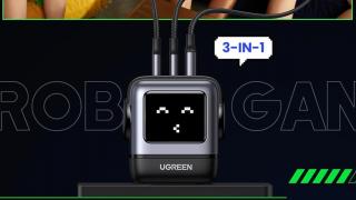 E LUNI e AMAZON: Azi vă recomandăm încărcătorul UGREEN RobotGaN (65W), cu display LED ce afișează „emoții” în timpul alimentării