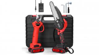 Set drujbă electrică și foarfece de tăiere Geevorks 21V cu reducere de 58% pe Cafago