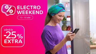 Electro Weekend revine la eMAG! Smartphone-uri, laptopuri, televizoare, electrocasnice, toate cu până la 25% extra discount în perioada 13-15 iulie