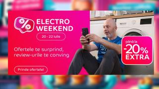 Reduceri extra de până la 20% pe eMAG doar în perioada 20-22 iulie; Ce oferte avem în campania Electro Weekend?