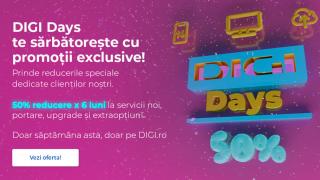 DIGI Days vă aduce reducere de 50% la servicii, telefonie mobilă la 1 euro pe lună şi altele