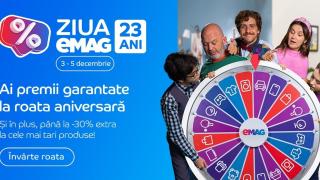 eMAG aniversează 23 de ani! Retailerul introduce roata aniversară cu vouchere cadou și oferă extra-discount la o mulțime de produse
