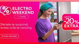 Electro Weekend la eMAG în perioada 1-3 martie! Smart TV-uri, smartphone-uri, electrocasnice mari și mici cu până la 20% extra-discount