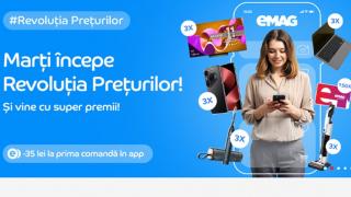 Revoluția Prețurilor începe mâine (16 septembrie) pe eMAG cu reduceri tentante și premii (telefoane, televizoare, carduri cadou)
