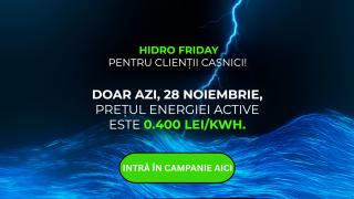 Hidro Friday de la Hidroelectrica: Tarif redus la 0,40 lei/kWh pentru 10.000 de contracte online