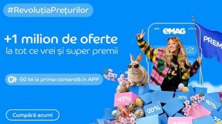 eMAG anunță o nouă rundă Revoluția Prețurilor! Smartphone-uri, laptopuri, gadget-uri cu extra-discount a căror achiziție îți aduc și șansa de a câștiga premii