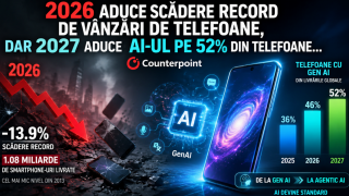 2026 aduce scădere record de vânzări de telefoane, dar 2027 aduce AI-ul pe 52% din telefoane... (Counterpoint)