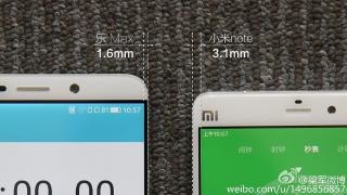 Iată o comparaţie între marginile ultra subţiri ale ecranului de pe LeTV Max şi Xiaomi Mi Note