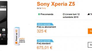 Orange România listează la precomandă noul Xperia Z5; acesta costă 2.980 lei fără abonament