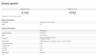 Xiaomi Gemini (Mi 5) își dezvăluie performanțele prin intermediul GeekBench; va sosi cu Snapdragon 820 la interior