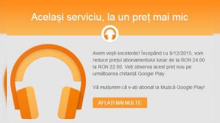 Google Play Music va înregistra o scădere de preţ a abonamentului de luna viitoare