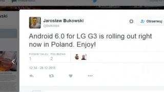 Smartphone-ul LG G3 primește în aceste momente actualizarea la Android 6.0 Marshmallow în Polonia