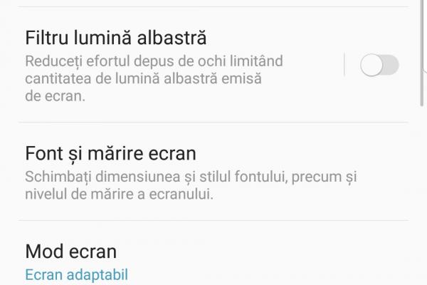 Setări display Samsung Galaxy S9+