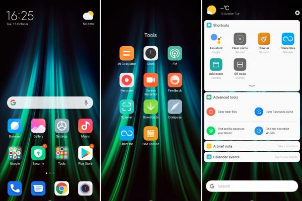 Interfață grafică Xiaomi Redmi Note 8 Pro (capturi de ecran)