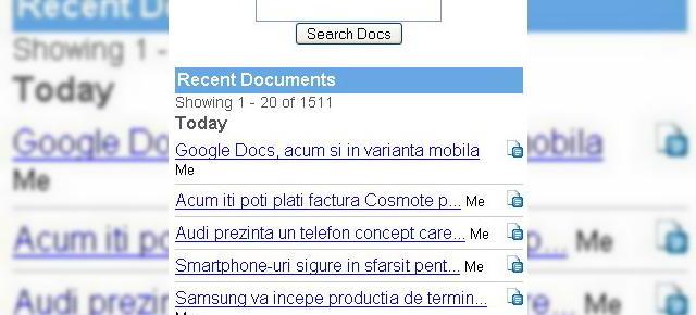 Google Docs, acum si in varianta mobila