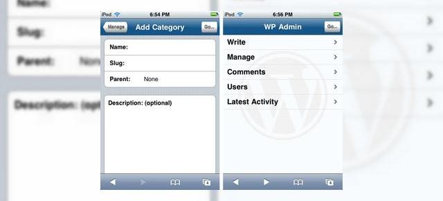 Interfata de admin WordPress, optimizata pentru iPhone si alte telefoane