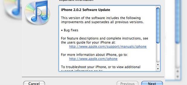 Apple lanseaza iPhone OS 2.0.2 prin iTunes