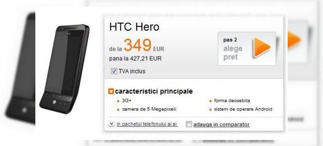HTC Hero in oferta Orange Romania, incepand cu pretul de 349 EUR