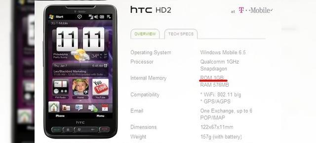 HTC HD2 vine cu 1 GB memorie ROM si 576 MB RAM in SUA