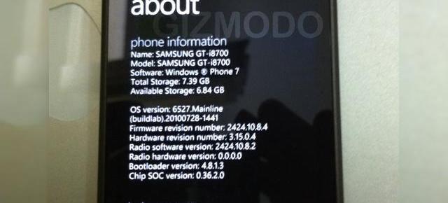 Inca o bucatica din Windows Phone 7 cu amprenta Samsung: GT-i8700 (Imagini)