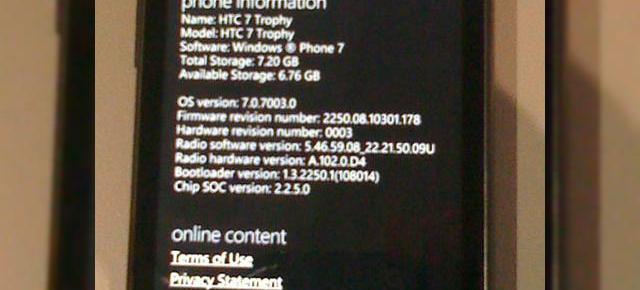 HTC si Windows Phone 7, inca o data in tandem pe HTC 7 Trophy