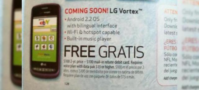 LG Vortex, Încă un telefon Android disponibil gratuit (cu abonament)