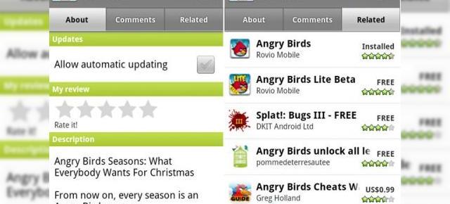 Android Market, actualizat; vine cu o opțiune de sugestie a aplicațiilor