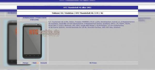 HTC Thunderbolt, primul telefon LTE 4G Își dezvăluie specificațiile