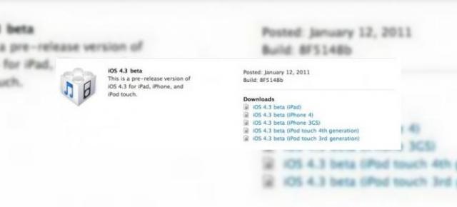 iOS 4.3 beta 1 disponibil pentru dezvoltatori pe iPad, iPhone și iPod touch