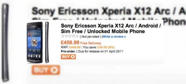 XPERIA Arc, cel mai subțire telefon din lume costă 533 euro, cel puțin În Marea Britanie