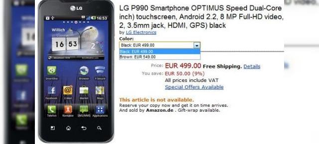 LG Optimus 2X și Optimus Black apar pe Amazon cu prețul de 499 euro; nu sunt disponibile Încă!
