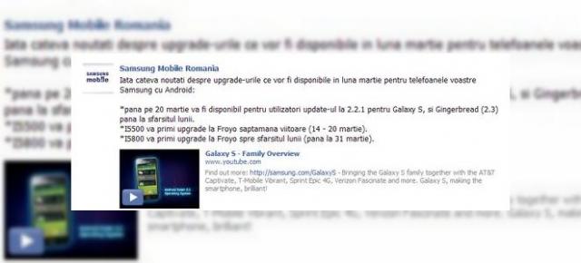 Samsung Galaxy S actualizat la Android 2.3 În această lună, Galaxy 3 și 5 primesc Froyo În curând!