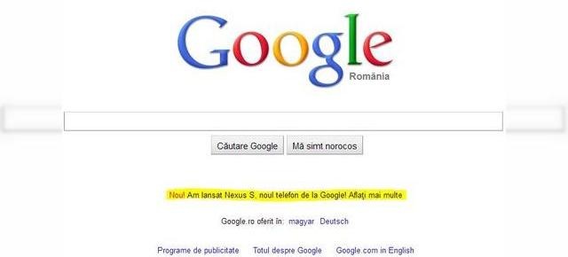 Google.ro promovează Nexus S, disponibil prin Vodafone
