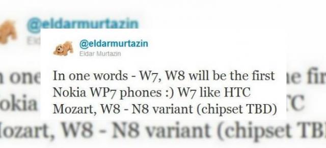Primele telefoane Nokia Windows Phone confirmate de Eldar Murtazin: W7, W8... un model ieftin de asemenea?