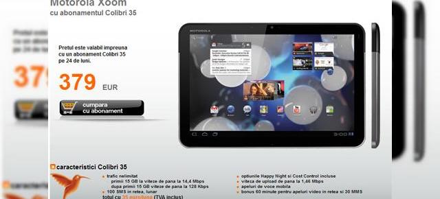 Tableta Motorola XOOM, disponibilă acum la Orange, Începând de la prețul de 379 de euro