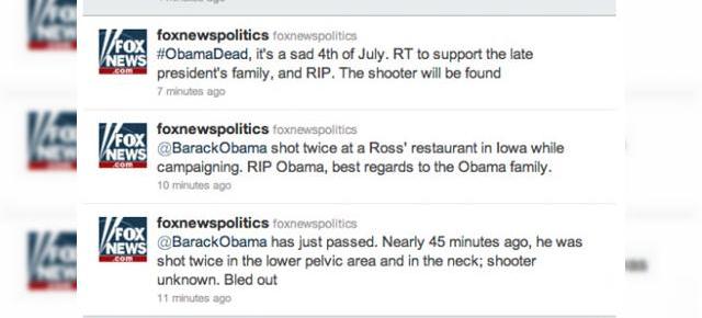 "Obama asasinat" - vestea zilei de pe contul de Twitter Fox News... hackuit