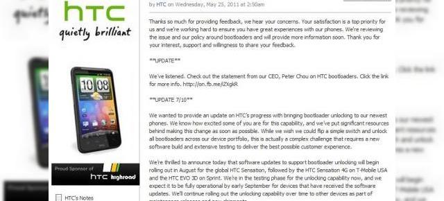 HTC oferă terminalele cu bootloader deblocat! CEO-ul Peter chou confirmă