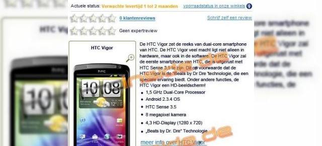 Primul telefon cu ecran HD confirmat: HTC Vigor cu specificații complete În lista unui retailer olandez