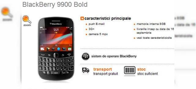 BlackBerry Bold 9900 disponibil În România prin Orange